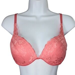Frederick's of Hollywood 36B Bra Pink Floral‎ Lace Push Up Underwire RN73120